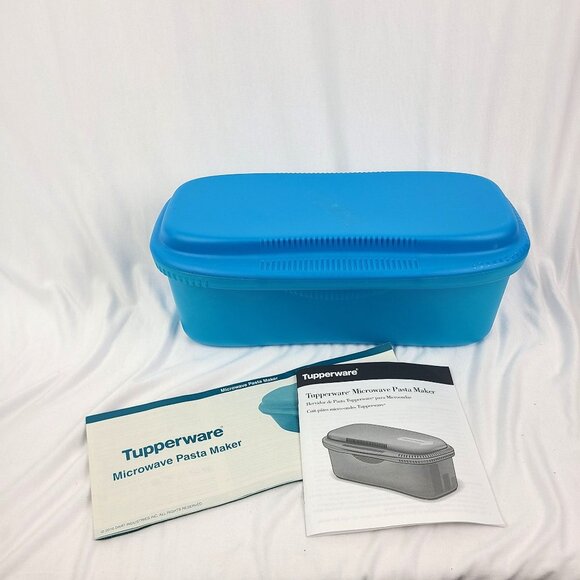 Tupperware Microwave Pasta Noodle Maker Spaghetti Macaroni Strainer Blue - Picture 1 of 13